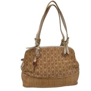 Fossil Monogram Canvas Brown Shoulder Satchel Purse